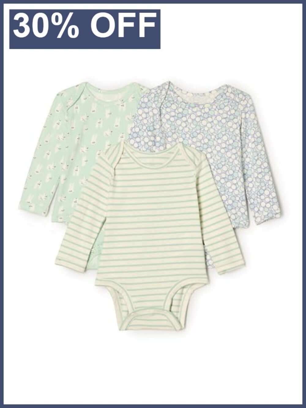 Sofia Grainge Unisex Baby Bodysuit 3-Pack Long Sleeve Crew Neck Cotton